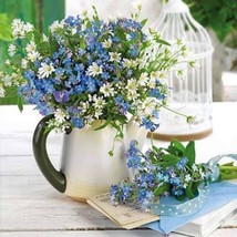 4pcs Decoupage Napkins, 33x33cm, Flowers Forget-me-nots, Bouquet of Blue... - £3.51 GBP