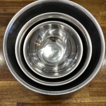Metro Korea Stainless Steel Mixing Bowl Set Of 3 Nesting Baking Vintage ... - £14.70 GBP