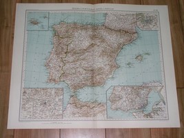 1927 Map Of Spain Portugal Madrid Lisbon Tangier Spanish Africa Madeira Mallorca - $24.30