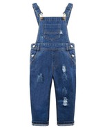 Girls Slim Ripped Holes Scratched Fashion Jeans Overalls Blue,4-5 Years - €53,19 EUR