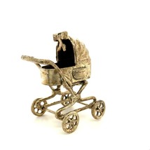 Vintage Sterling Signed 800 Italian Baby Pram Carriage Trolley Figure Miniature - £67.26 GBP