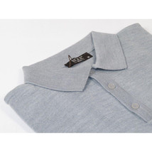 Mens PRINCELY Soft Merinos Wool Sweater Knits Light Weight Polo 1011-40 Lt Gray image 7