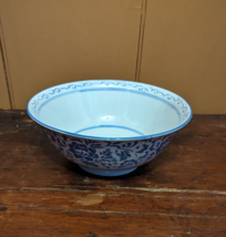 Vintage Chinese Export Porcelain Footed Mixing Serving Bowl Blue Floral 9.75” - £15.20 GBP