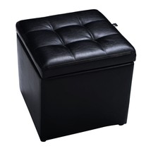 Foldable Cube Ottoman Pouffe Storage Seat-Black - Color: Black - £68.39 GBP