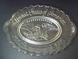 Avon clear glass oval dish Bicentennial Eagle 1976 9" plate - $8.75