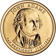 2007-D John Adams President 1 Dollar Gold Colored Coin - Rare - £36.57 GBP