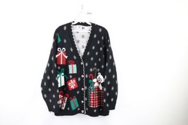 Vtg 90s Streetwear Womens Large Fairy Kei Christmas Knit Cardigan Sweater USA - £62.51 GBP