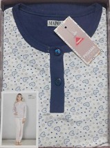 Schlafanzug Serafino Damen Lange Ärmel aus Baumwolle Kühl Jersey Intimo ... - £18.70 GBP