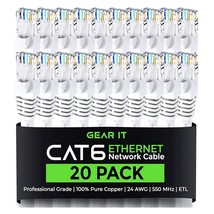 GearIT Cat 6 Ethernet Cable 25 ft (20-Pack) - Cat6 Patch Cable, Cat 6 Patch Cabl - £218.10 GBP