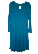 Eileen Fisher Viscose Dress Small 6 8 Vintage High Quality Side Pockets Teal Nwt - £89.86 GBP
