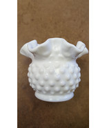 Vintage, 1960&#39;s, Fenton Hobnail Small Milk Glass Rose Bowl Vase with ruf... - £14.85 GBP