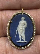Wedgewood (c) 10K Yellow Gold Roman Soldier Seed Pearl Porcelain Pendant (1&quot;+) - £349.61 GBP