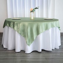 Sage Green Satin 72X72&quot;&quot; Square Table Overlay Wedding Party Catering Decorations - £7.50 GBP