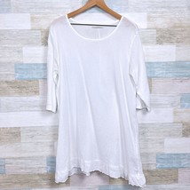 Bryn Walker Gauze Lagenlook Tunic Top White 3/4 Sleeve Lightweight Womens XS - $69.29