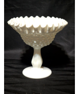 Vintage FENTON Hobnail Milk Glass Compote Double Crimped Edge 6&quot; Candy Dish - $21.58