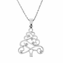 SwaraEcom 14K Gold Plated Xmas Tree CZ Mini Pendant Necklace with Simulated Diam - £39.27 GBP