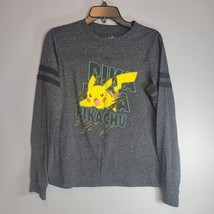 Pokemon Long Sleeve Shirt Youth XL Pika Pika Pikachu Gray - £7.97 GBP