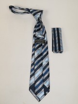 Men's Vito Rofolo From Italy Tie Hankie Gift Boxed 100% Silk VR-36 Blue Stripe image 3
