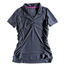 Athleta Gray Ruched Side Birdie Short Sleeve Golf Polo Womens XS Extra Small - £19.71 GBP