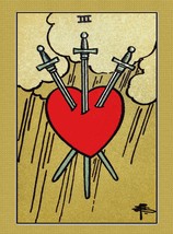 Decoration Poster from Vintage Tarot Card.Three of Spades.Heart.Wall Decor.11396 - £13.39 GBP+