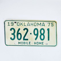 1975 United States Oklahoma Base Mobile Home License Plate 362-981 - £14.76 GBP