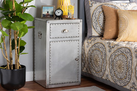 Nadra French Industrial Silver Metal 1-Door Accent Storage Cabinet - $4,035.76 MXN