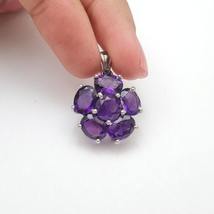 1.75Ct Round &amp; Oval Cut Simulated Amethyst Pretty Pendant 925 Silver Gold Plated - £87.04 GBP