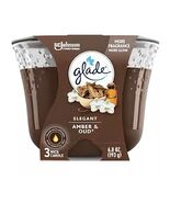 Glade Elegant Amber &amp; Oud Scented 3-Wick Glass Candle 6.8 Oz ( Lot Of 3)... - $865.61 MXN