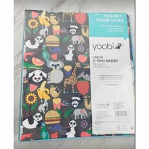 Yoobi 1 Inch Binder with D-Ring Stacks of Animals on Charcoal  New Free Shipping - £9.42 GBP