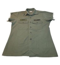 Vtg Vietnam Era US ARMY Issue Button Up Uniform Shirt Cutoff Sleeves - £17.72 GBP