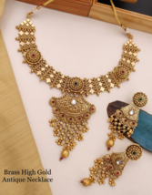 Gold Plated Indian Bollywood Style Kundan Choker Necklace Earrings Jewelry Set - £100.16 GBP