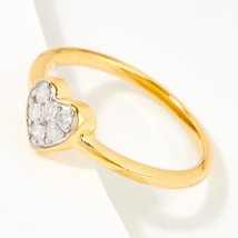0.15CT LC Moissanite Heart Engagement Ring 14K Yellow Gold Plated Silver - £70.45 GBP