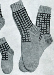 Primary image for Ladies Checked Anklets. Vintage Knitting Pattern for Women Socks. PDF Download
