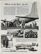 1947 Scheduled Airlines Vintage Print Ad Millions on the Move Air Plane ... - $14.45