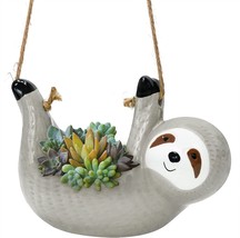 Toparad Sloth Ceramic Planter Pot, Succulent Hanging Planter, Sloth, Gray - £25.72 GBP