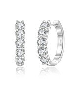 Iced Jewelry Bezeled Diamond Row Huggie Earrings 1.0 ct tw Silver, Stain... - $365.87 MXN+