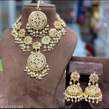 Diwali Jadau Kundan Light Weighted Rani Long Haar Jhumki Tikka Jewelry Set 06 - £39.02 GBP