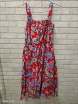 Talbots Fantastic Red Paisley Midi Summer Sleeveless Dress Fit &amp; Flare S... - $41.58