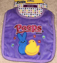 Purple Easter / Spring Baby Bib Embroidered “PEEPS” Bunny Rabbit &amp; Chick NEW - £9.60 GBP