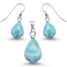 Sterling Silver Natural Cut Larimar Set - £55.81 GBP