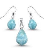 Sterling Silver Natural Cut Larimar Set - €60,05 EUR