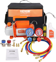 4 CFM Vacuum Pump and Gauge, 1-Stage Rotary Vane Air Vacuum Pump for HVA... - $236.36