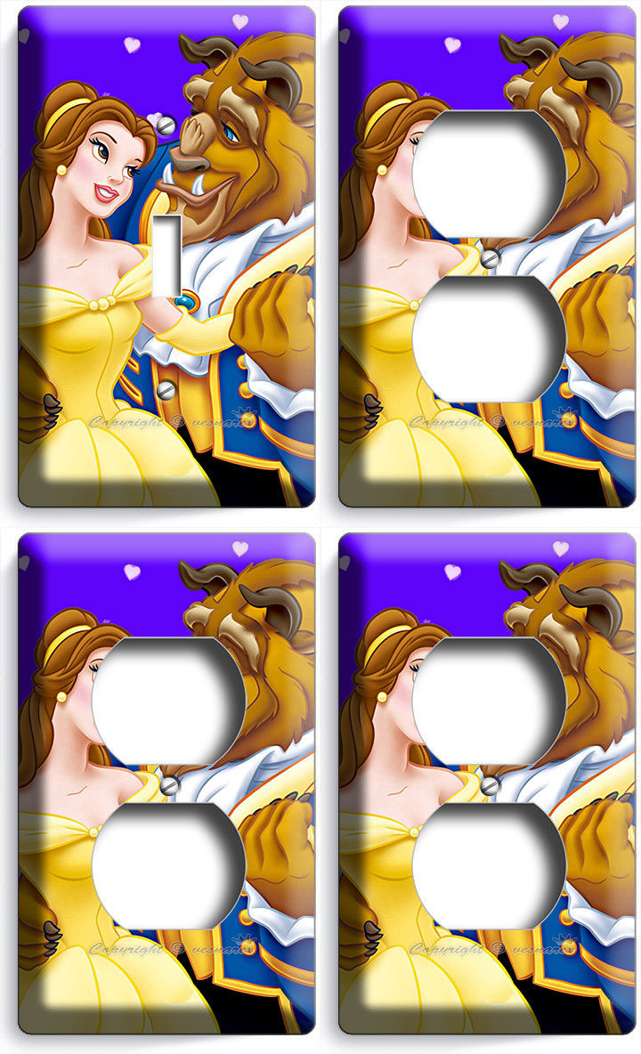 DISNEY BEAUTY AND THE BEAST DANCING 1 LIGHT SWITCH 3 OUTLET PLATES BEDROOM DECOR