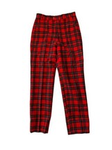 Vtg J PRESS Womens Pants Red Tartan Plaid Wool Flat Front Trousers Sz 2 ? - £41.37 GBP