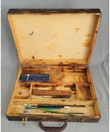 Vintage Artist Painters Box Dovetail Wood Storage Case Brushes 16.5&quot;x13&quot;... - £28.86 GBP