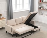 Reversible Sleeper Sectional Sofa Bed With Side Pocket,L-Shaped Pull Out... - $905.99