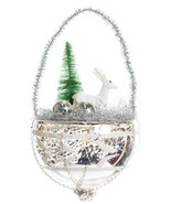 Silver Tree Deer in a Hanging Winter Scene Glasss Christmas Ornament  - £10.79 GBP