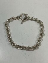 Sterling Silver 925 6mm Round Link 7.25” Charm Bracelet Toggle Style 11.5g - $29.65