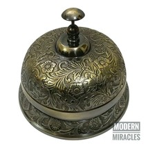Handmade Brass Ornate Hotel Front Desk Bell ~ Antique Sale Service Counter Bell - £34.47 GBP