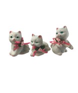 3 Trippies Inc Kitten Figurines Porcelain Roses And Bows Vintage 1990 - $25.63